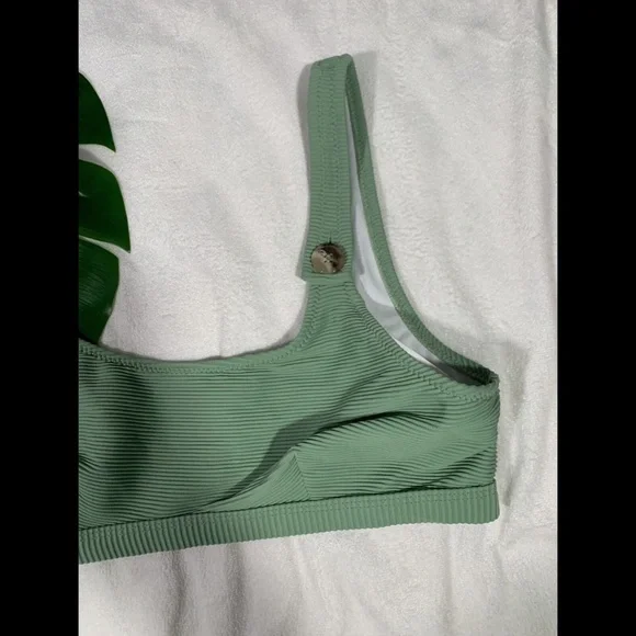 NEW 2PC Rhythm Palm Springs Ribbed Bikini‎ Top + Bottom in Eden [SZ Large ] SET - Picture 7 of 16